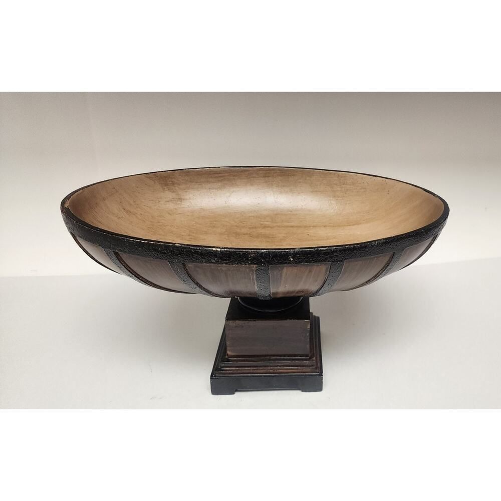 1950-Style Textured Wooden 14” Centrepiece Bowl Handcrafted